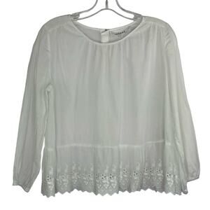 The GREAT The Honey Eyelet Embroidered white bohemian blouse size 3 100% cotton